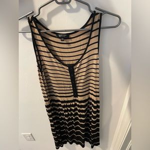 Tan Black Striped Dress